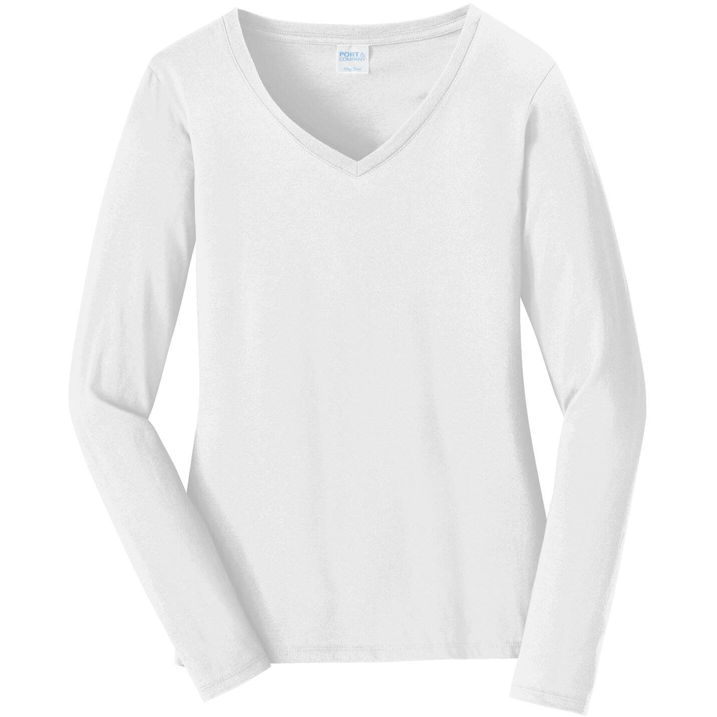 Port & Company® Ladies Long Sleeve Fan Favorite™ V-Neck Tee